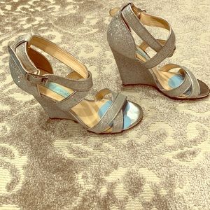 Betsy Johnson Blue Wedge Sparkly Heels